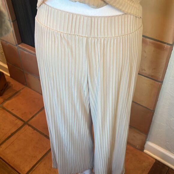 ALFANI INTIMATES RIBBED CROPPED PAJAMA PANTS SET, Cream, size M - Picture 8 of 12